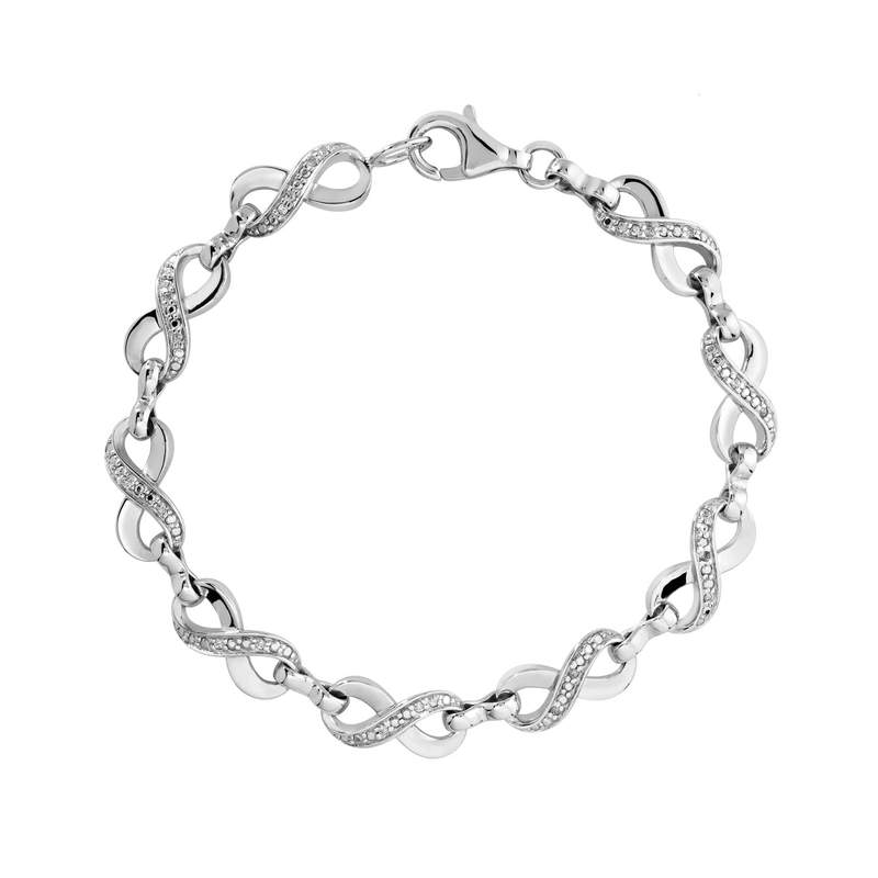 Bracelet argent 925 zirconias 19 cm - vue 1