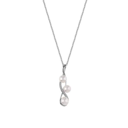 Collier argent 925 perles de culture de Chine et zirconias 45 cm