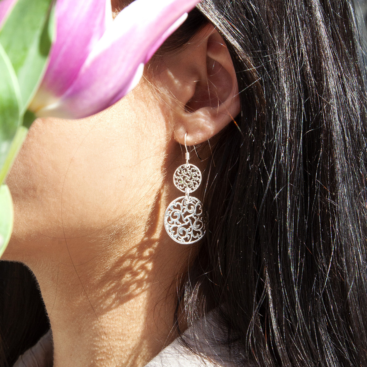 Boucles d'oreilles argent 925 - vue Vporté 1