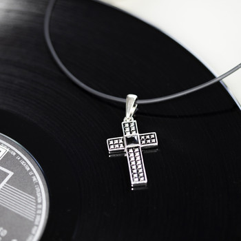 Collier cordon caoutchouc noir fermoir argent 925 50 cm