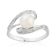 Bague argent 925 perle de culture de Chine zirconia