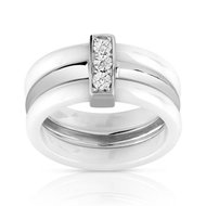 Bague argent 925 céramique diamant