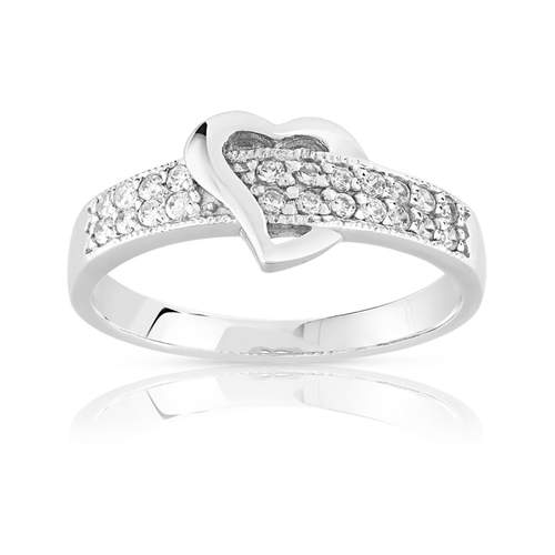 Bague argent 925 coeur zirconias