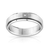 Bague acier diamant