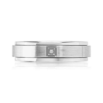 Stalen ring met diamanten