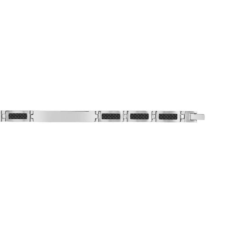 Bracelet identité acier carbone personnalisable 18,5 cm - vue 1