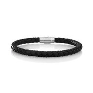 Bracelet acier cuir noir