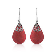 Boucles d'oreilles argent 925 corail gorgone