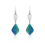 Boucles d'oreilles argent 925 pendants losanges nacre abalone - vue 1
