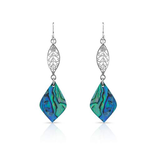 925 zilveren parelmoer abalone oorbellen met diamant