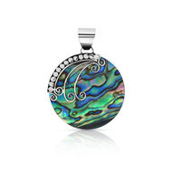 Pendentif argent 925 rond nacre abalone