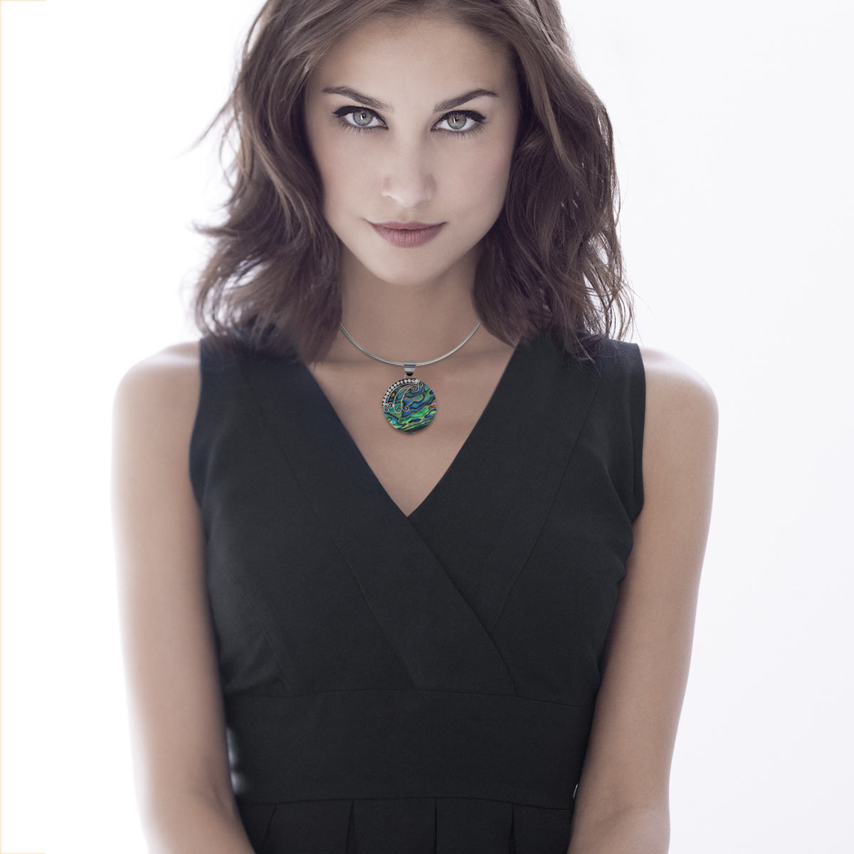 Pendentif argent 925 nacre abalone - vue Vporté 1