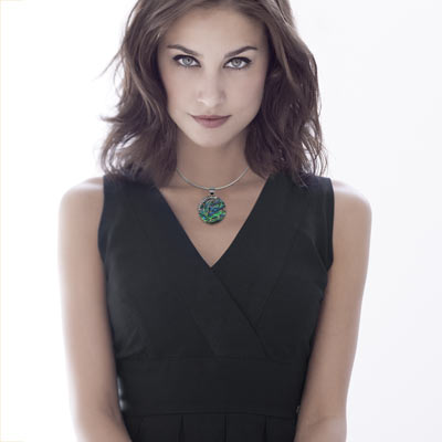 Pendentif argent 925 nacre abalone - vue Vporté 1