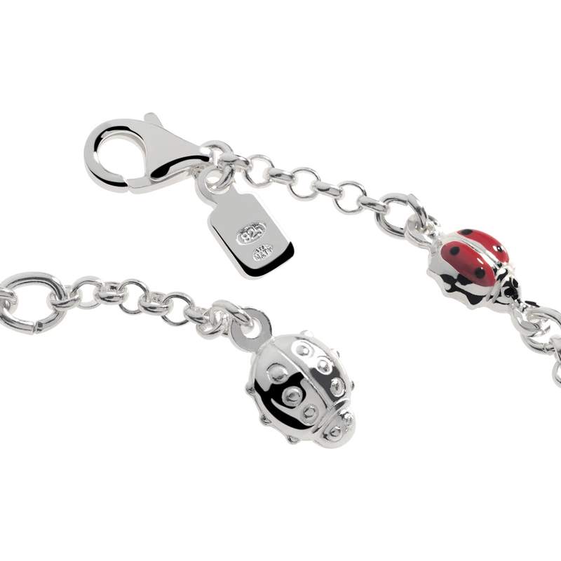 Parure bracelet 17 cm et boucles d'oreilles argent 925 coccinelles - vue D1