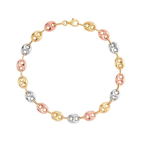 Bracelet 3 ors 375 maille grain de café 19 cm