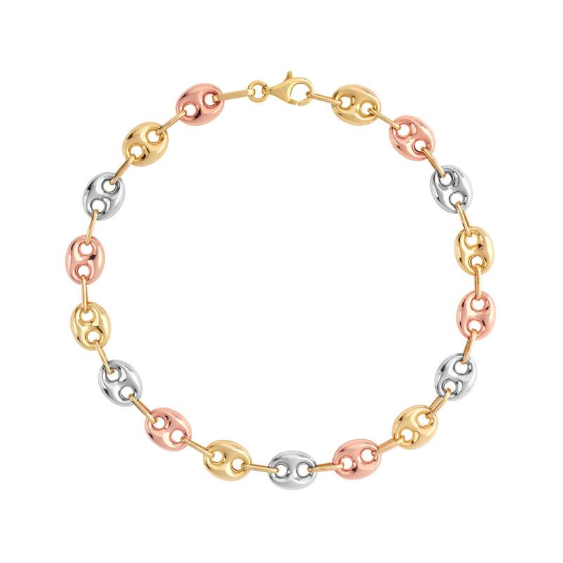 Bracelet 3 ors 375 maille grain de café 19 cm - vue 1