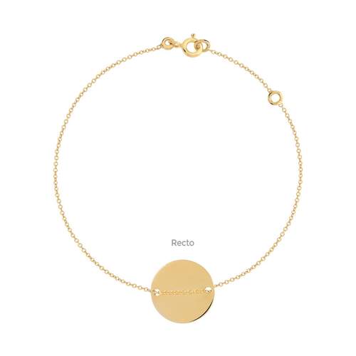 Bracelet or 375 jaune médaille personnalisable 18 cm