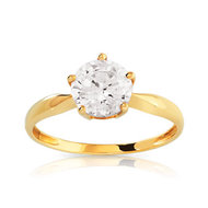 Bague or 375 jaune zirconia