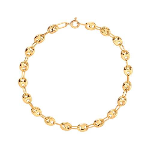 Bracelet or 375 jaune maille grain de café 18,5 cm