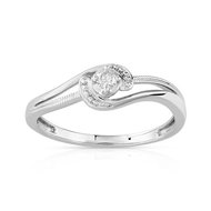 Bague or 375 blanc diamant et rubis