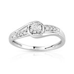 Bague or 375 blanc diamant et rubis - vue 1