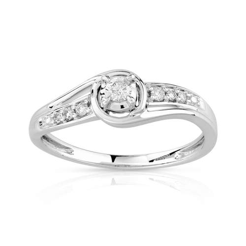 Bague or 375 blanc diamant et rubis