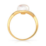 Bague or 375 2 tons perle de culture de Chine et diamants - vue 2