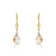 Boucles d'oreilles or 375 2 tons perle culture chine diamant