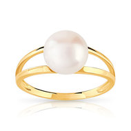 Bague or 375 jaune perle de culture de Chine