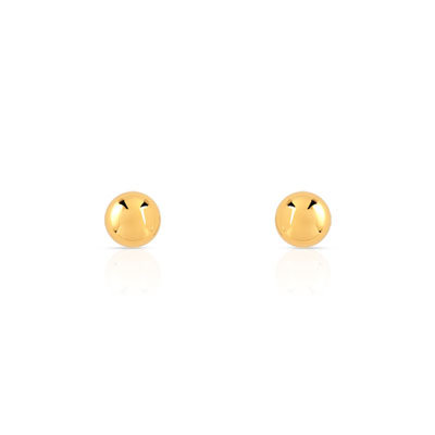 18K yellow gold earrings with polished spheres - view 1