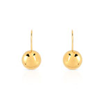 Boucles d'oreilles or 375 jaune pendants boules polies - vue 1