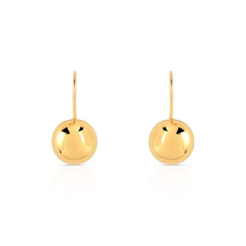 Boucles d'oreilles or 375 jaune pendants boules polies