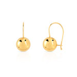 Boucles d'oreilles or 375 jaune pendants boules polies - vue D1