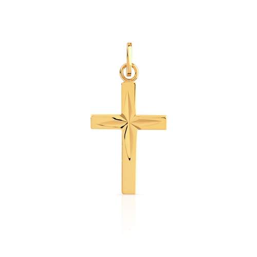 Pendentif croix or 375 jaune diamanté