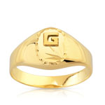 Chevalière or 375 jaune diamanté 1 initiale - vue 1