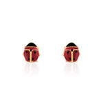 Boucles d'oreilles or 375 jaune coccinelles laques - vue 1