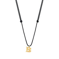 Collier or 375 jaune 1 initiale sur cordon noir