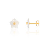 Boucles d'oreilles or 375 jaune fleurs en nacre - vue D1
