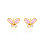 Boucles d'oreilles or 375 papillons zirconias - vue 1