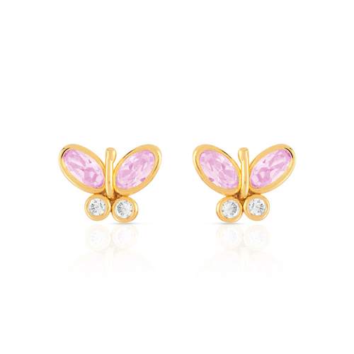 Boucles d'oreilles or 375 papillons zirconias