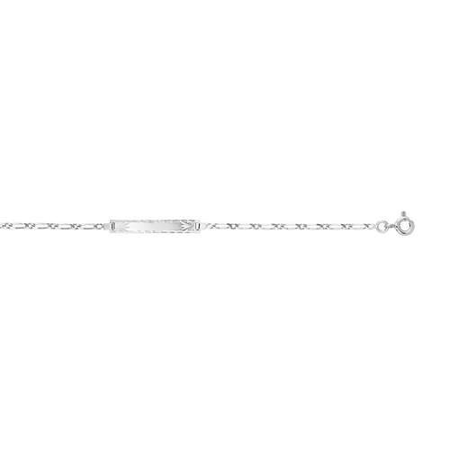 Bracelet identité or 375 blanc personnalisable maille alternée 14 cm
