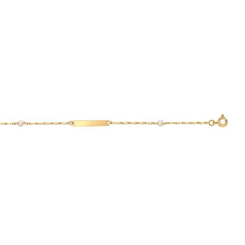 Identity bracelet in 375 yellow gold with alternating Chinese cultured pearls, customizable 14 cm