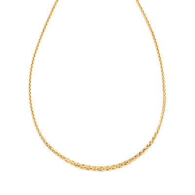 Collier en chute or jaune 375 poli  jaune maille palmier 42 cm - vue 1