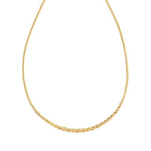 Collier en chute or jaune 375 poli  jaune maille palmier 42 cm