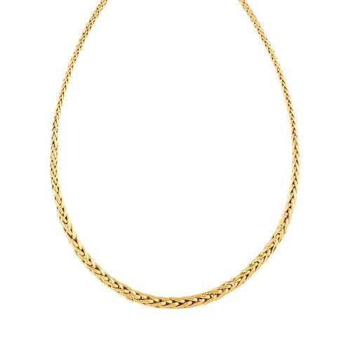 Collier or 375 jaune poli maille palmier 45 cm