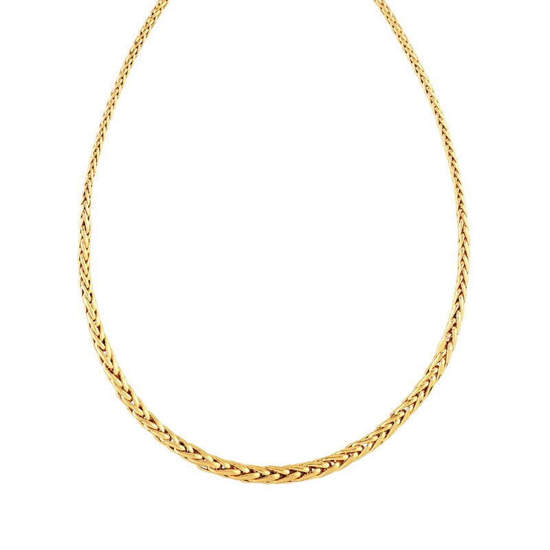 Collier or 375 jaune maille palmier - vue V1