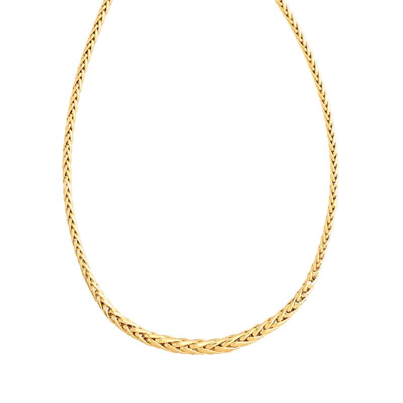 Collier en chute or jaune 375 poli  jaune maille palmier 45 cm - vue 1