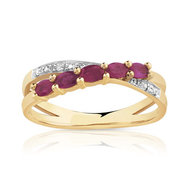 Bague or 375 2 tons rubis et diamant