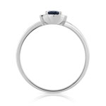 Bague or 375 blanc saphir ovale et diamants - vue 2
