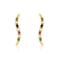 Boucles d'oreilles or 375 jaune pierre précieuse zirconia
